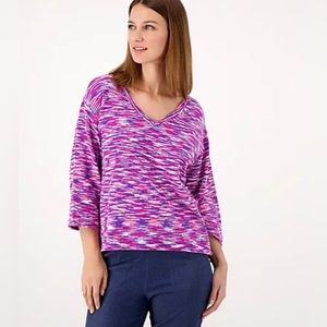 Jason Wu L Space Dye Magenta Pink Purple Wide Sleeve Spring Office Sweater